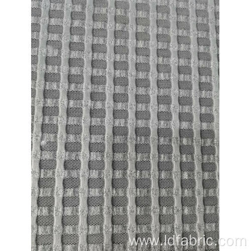 Nylon Metallic Spandex White Checks Mesh Fabric